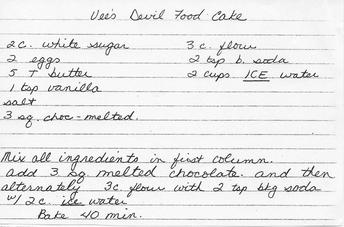 Vee's Devil Food Cake